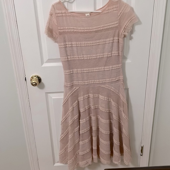 Signature by Sangria Dresses Sangria Blush Colored Lace Dress With